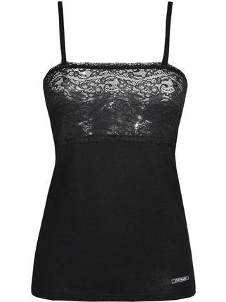 Underwear tank top with lace in bielastic cotton