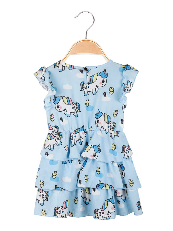 Unicorn dress for baby girl with flounces