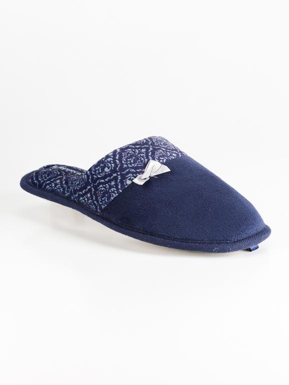 Velvet fabric texture print slippers  Blue