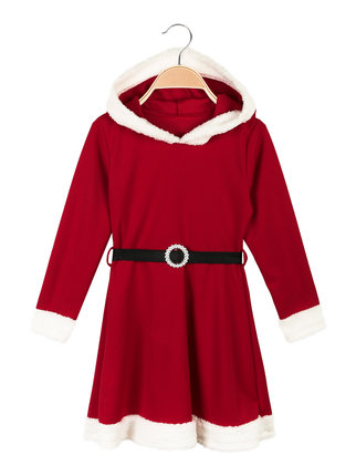 Vestito da Babbo Natale con cappuccio da bambina