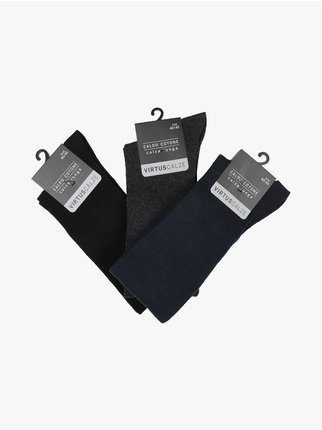 Warm cotton men's long socks. Pack of 3 pairs