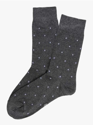 Warm cotton short socks for men with polka dots