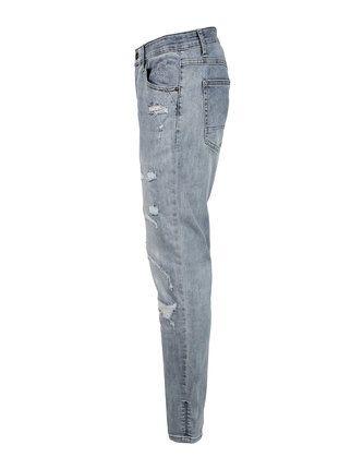 Washed effect men's jeans with rips