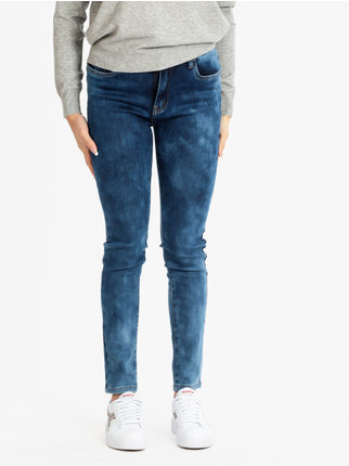 Washed-effect stretch jeans for women