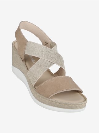 Wedge leather sandals for women