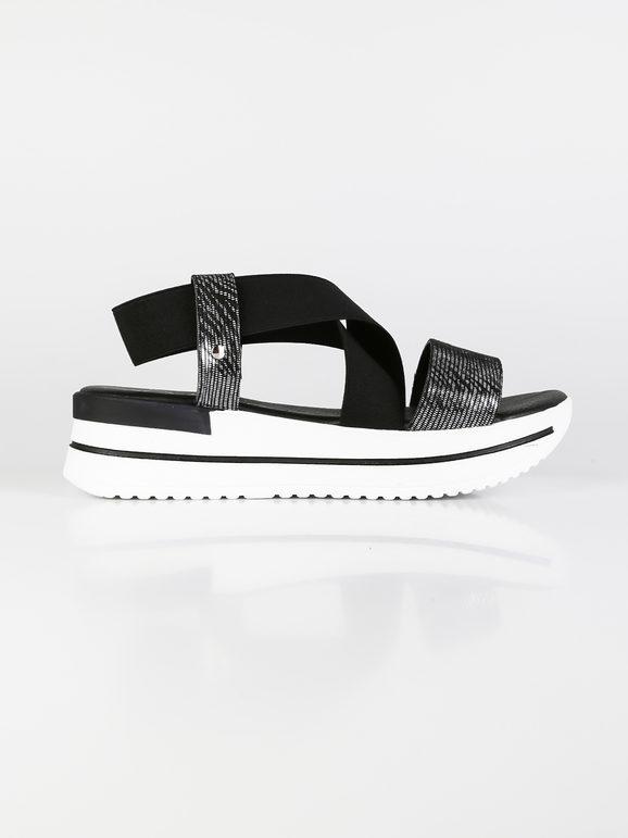 Wedge sandals with elastic straps