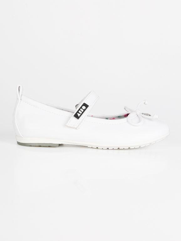 White ballet flats with bow