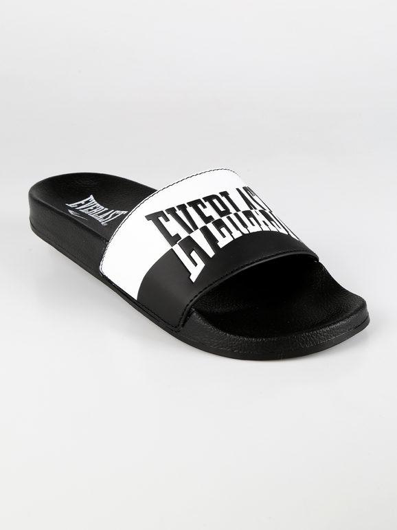 White / black beach slippers