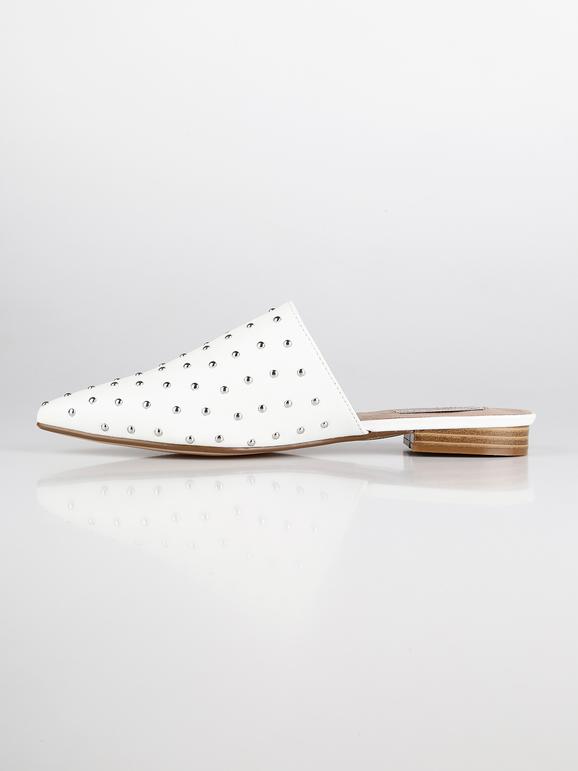 White faux leather sabot with studs