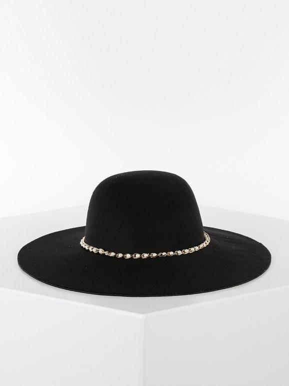 Wide-brimmed hat with pearls