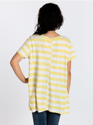 Wide striped patterned women's T-shirt