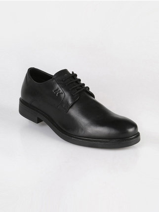 William  black leather derby brogues