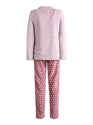 Winterlicher Damen-Fleece-Pyjama mit Herz-Print