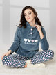 Winterlicher Damen-Fleece-Pyjama mit Herz-Print