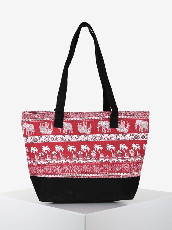 Woman bag in fabric with prints