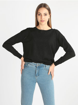 Woman crewneck sweater in lurex