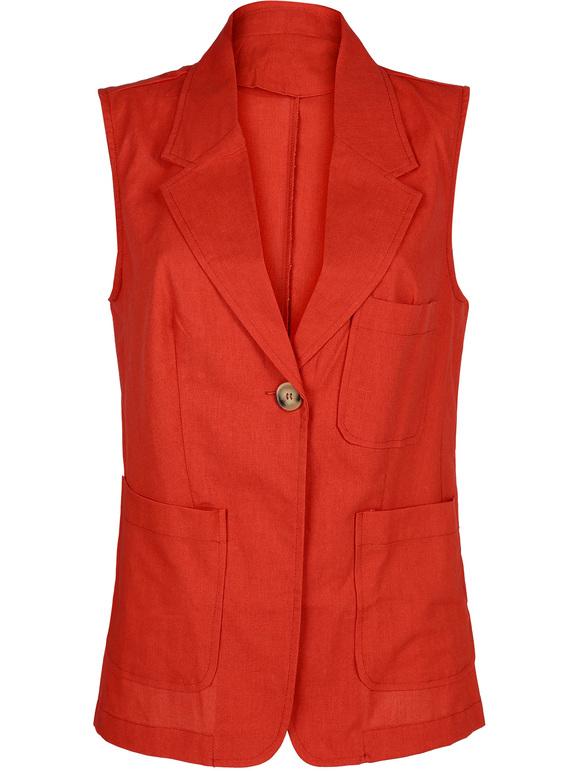 Woman linen blend vest