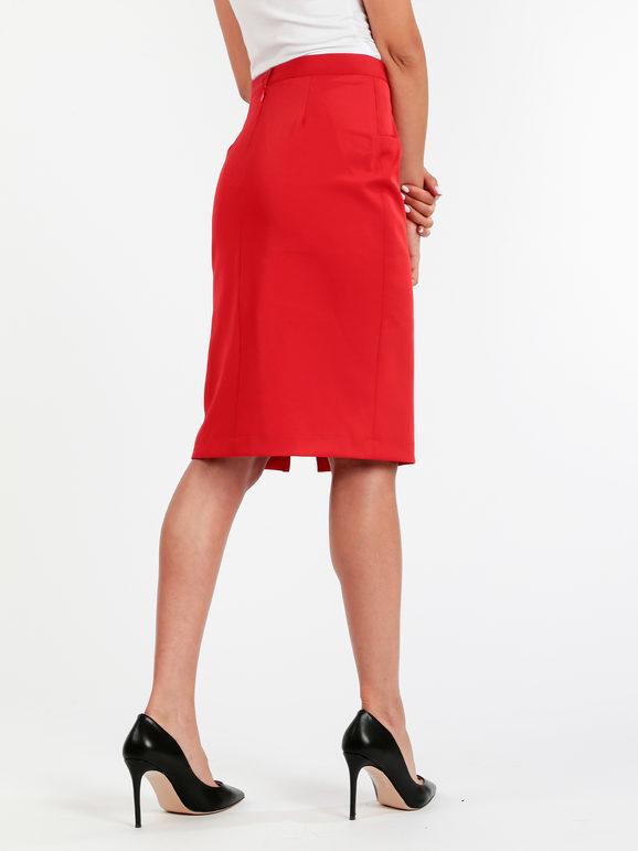 Woman longuette skirt with slit