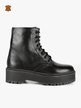 Woman platform combat boots in leather