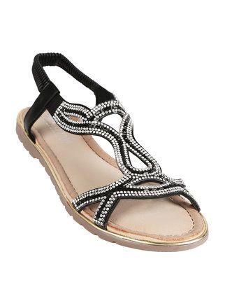 Woman sandals with rhinestones and elastic strap
