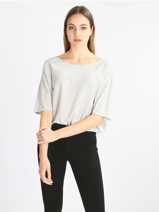 Woman shirt in lurex with bat sleeves