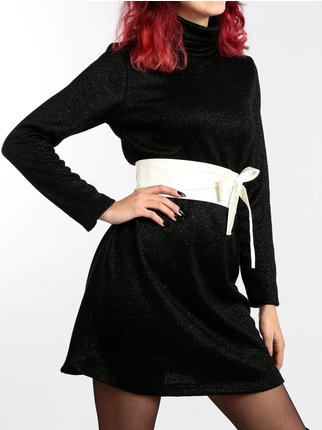 Woman turtleneck dress in luerex knit
