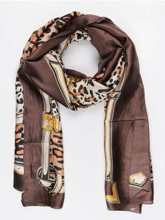 Women's animalier silk blend scarf