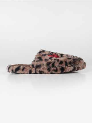 Women's animalier slippers with fur