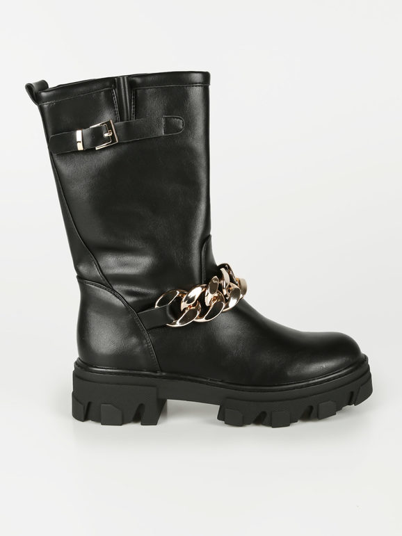 Women's ankle boots with chain