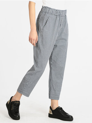 Women's baggy checked trousers