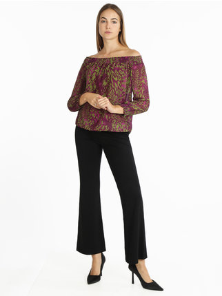 Women's blouse with boat neckline