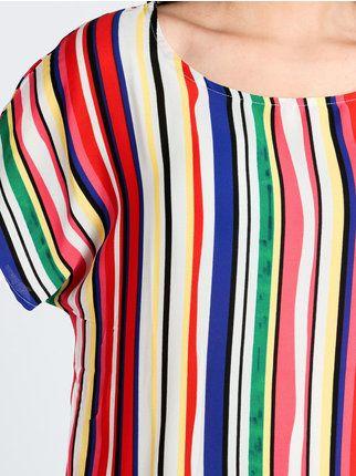Women's blouse with colored vertical stripes
