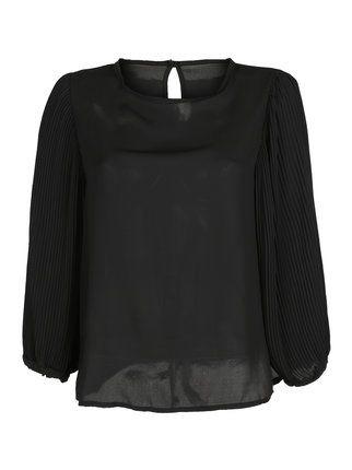 Women's blouse with pleated balloon sleeves