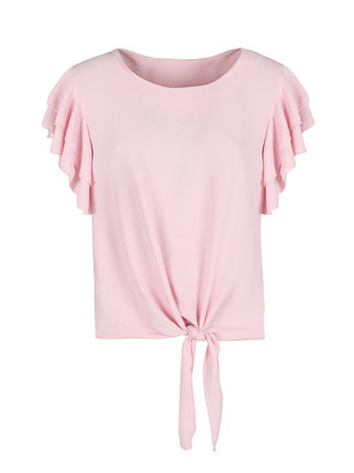 Women's blouse with short ruffle sleeves