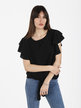 Women's blouse with short ruffle sleeves