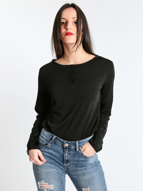 Women's blouse with stripes on the sleeves