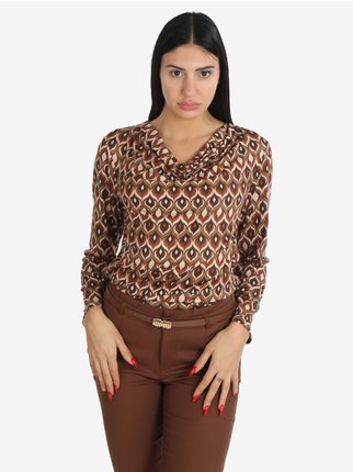 Women's blouse with waterfall neckline