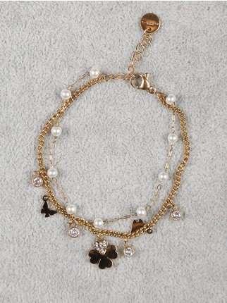 Women's bracelet with pendants and rhinestones