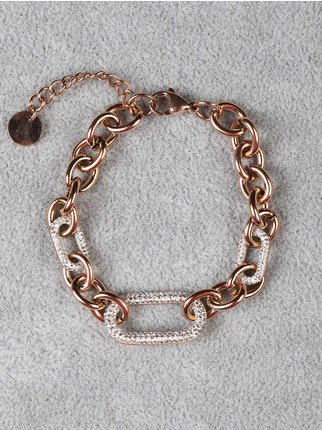 Women's bracelet with steel chains and rhinestones