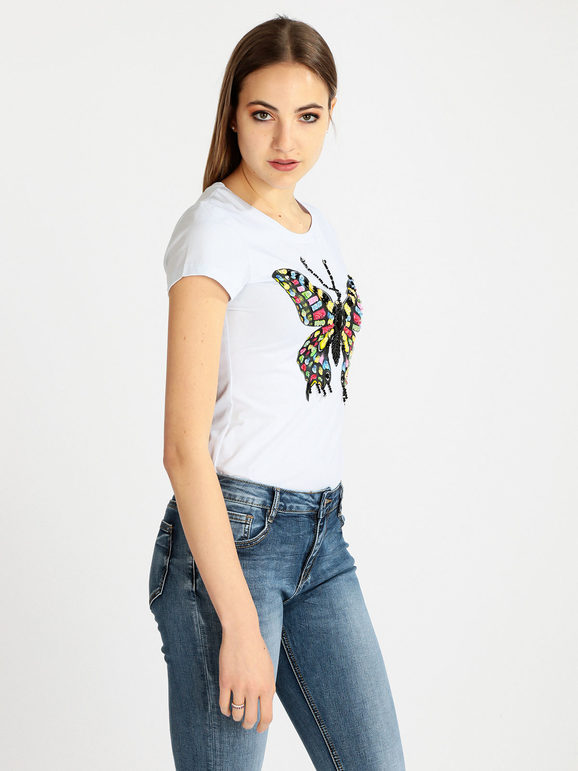 Women's butterfly t-shirt with sequins