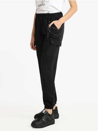 Women's cargo trousers with chain