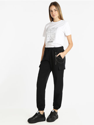 Women's cargo trousers with chain