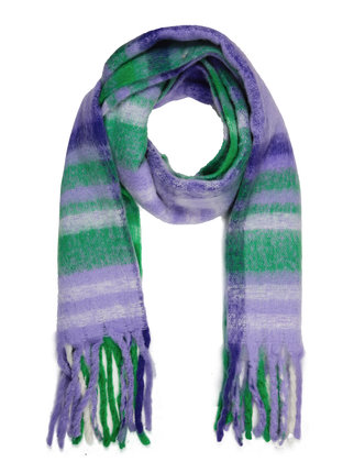 Women's checked scarf with fringes