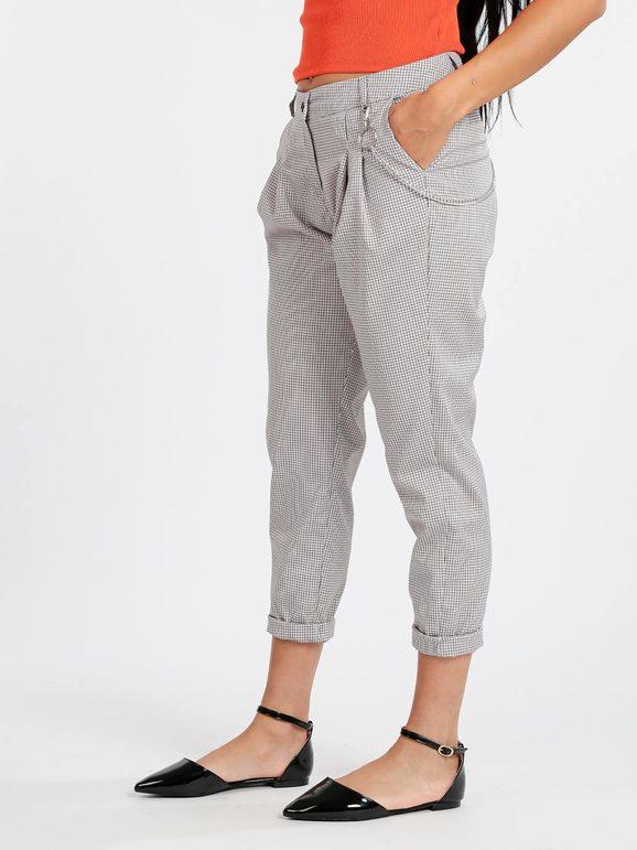 Women's checked trousers with chain