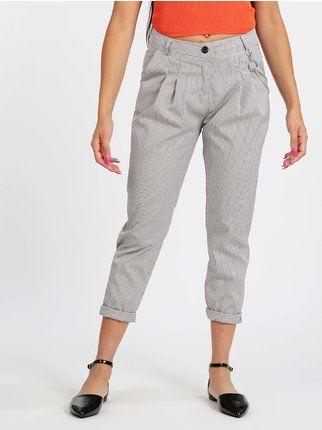 Women's checked trousers with chain