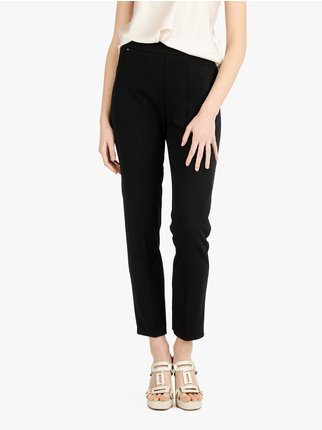 Women's classic cut trousers with elastic waist
