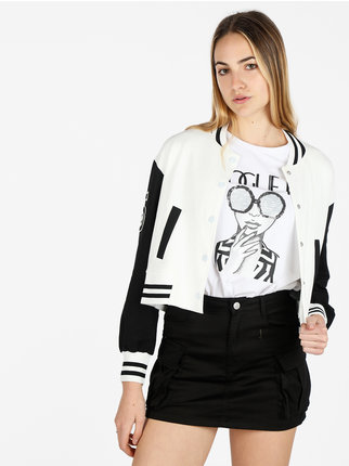 Women's college style bomber sweatshirt