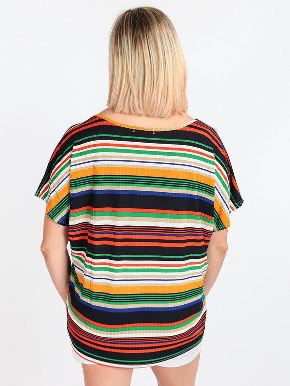 Women's colored maxi t-shirt with stripes