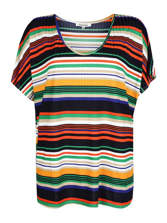 Women's colored maxi t-shirt with stripes