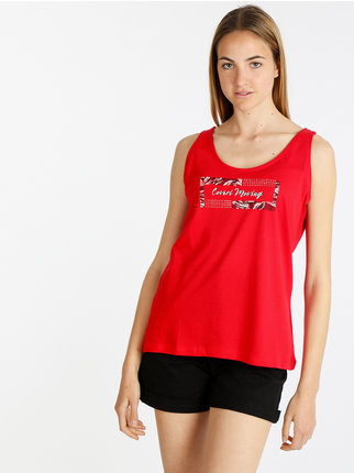 Women's cotton tank top with writing